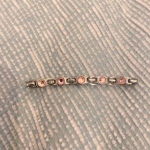 Silver Steel bracelet with pink
